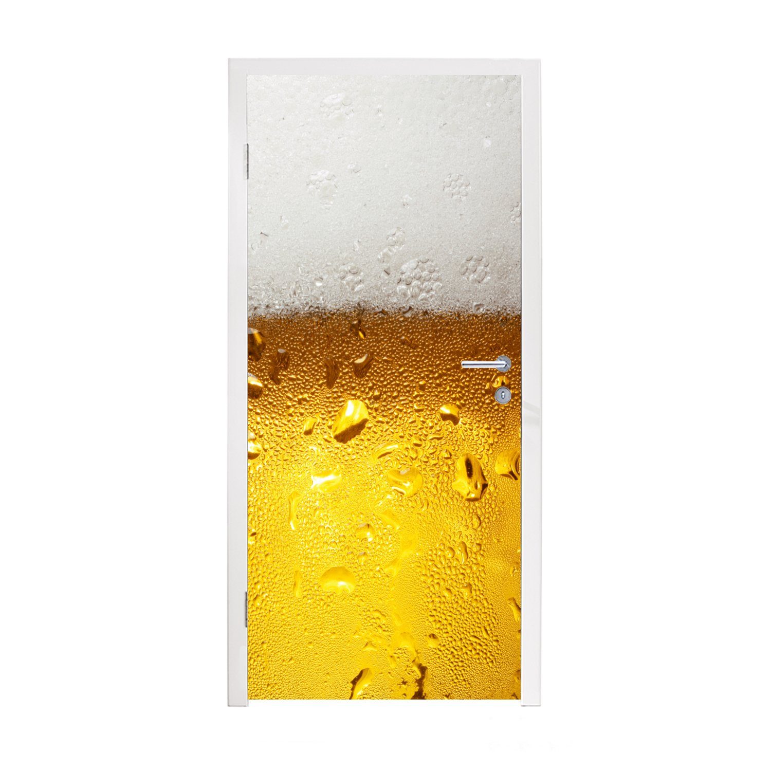 MuchoWow Türtapete Überfülltes Bierglas mit Kondenswasser, Matt, bedruckt, (1 St), Fototapete für Tür, Türaufkleber, 75x205 cm