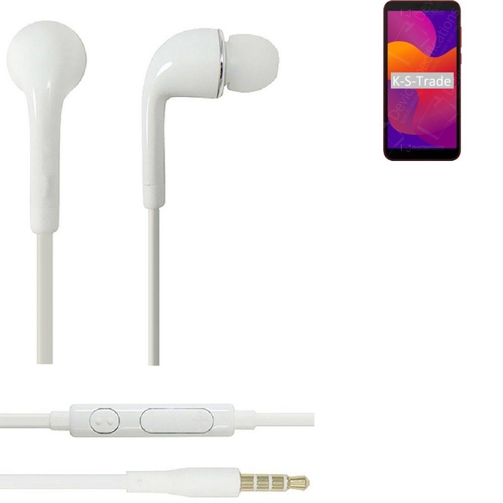 K-S-Trade für Huawei Headset (Kopfhörer In-Ear-Kopfhörer 9S weiß Lautstärkeregler Honor mit Mikrofon 3,5mm) u