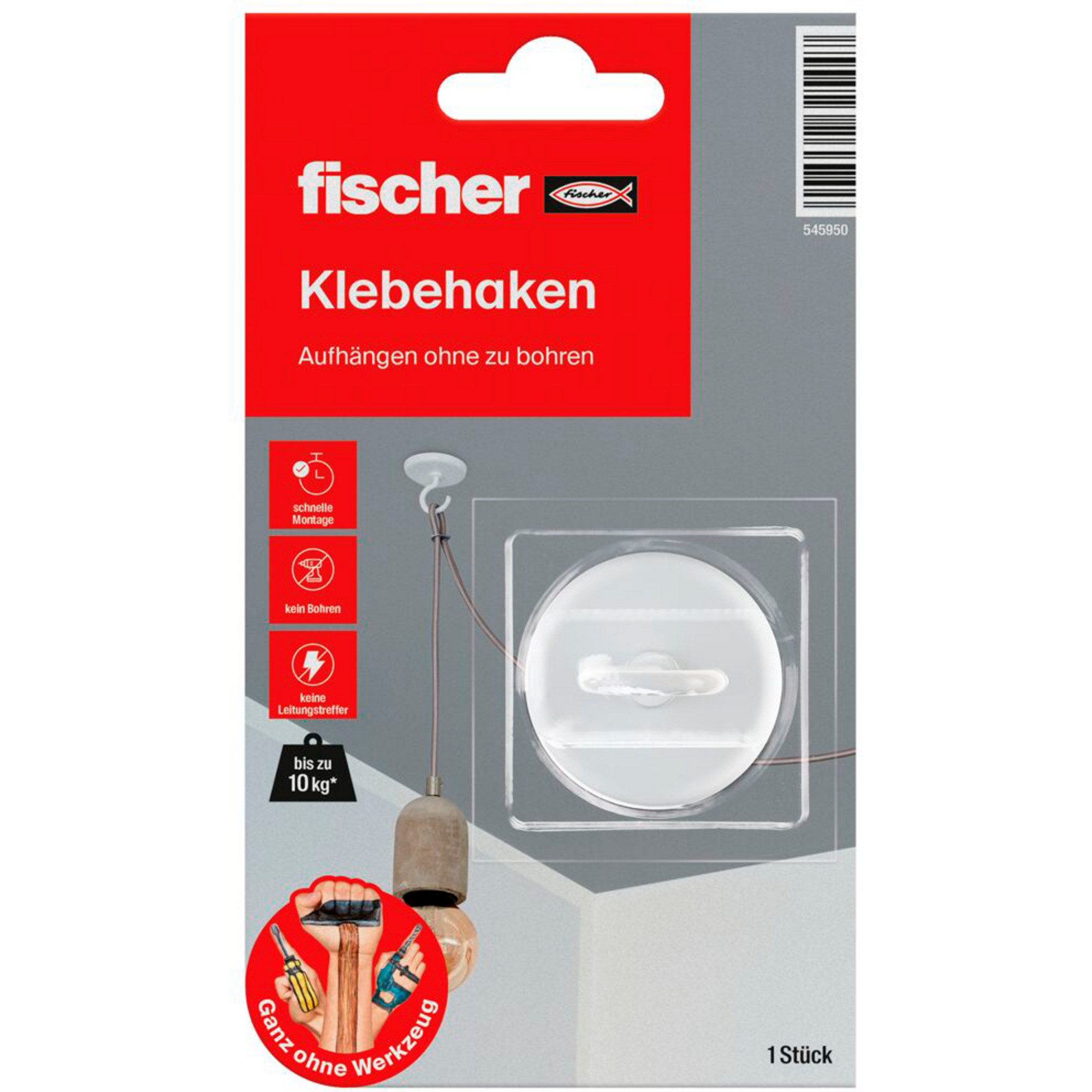Fischer Bauschraube fischer GOW Klebehaken Multipack, 3 Stück, Haken