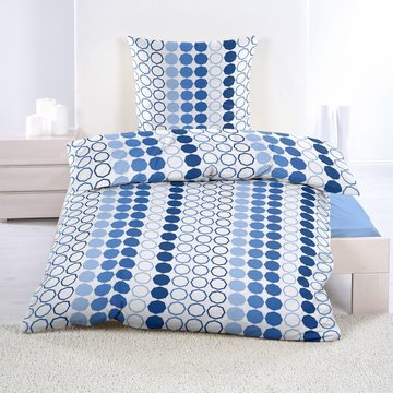Bettwäsche Renforce 135 x 200 cm Baumwollmischung mit RV, Casa Colori, Renforce, 2 teilig, Blau Weiß gepunktet
