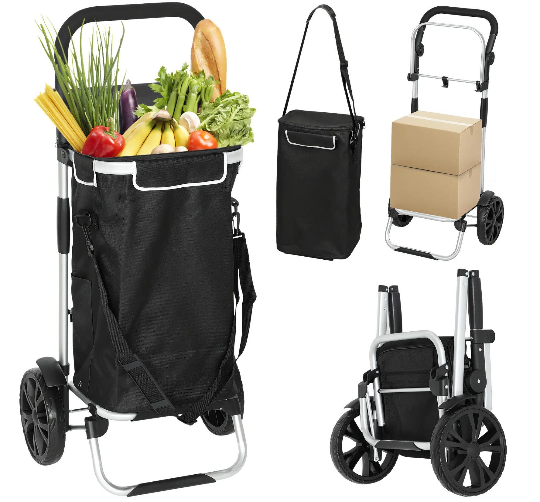 XDeer Einkaufstrolley 3-in-1 Einkaufstrolley klappbar mit 40L, Kapazität belastbar Trolley