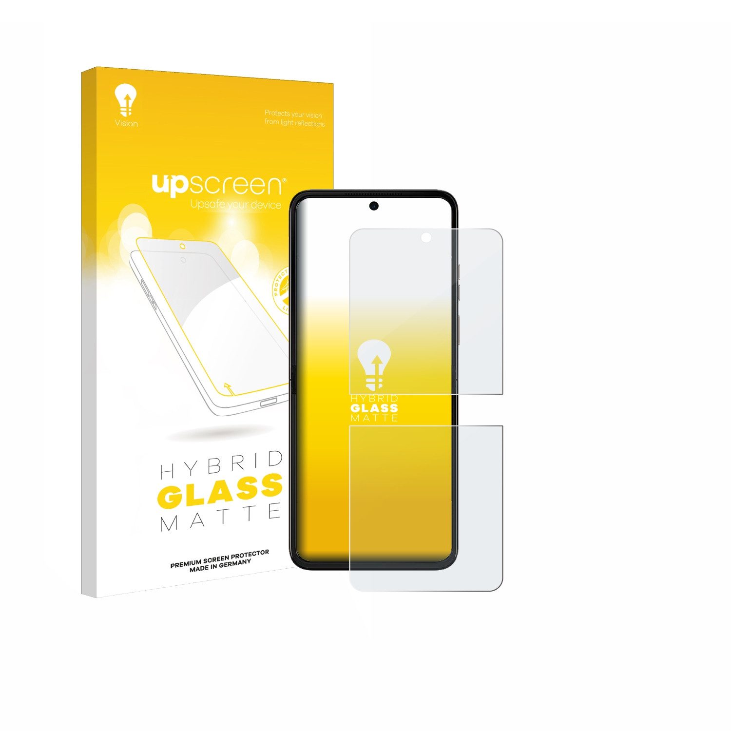 upscreen Displayschutzglas Folie für Motorola Razr+ 2025, Schutzfolie Glas Panzer Display Schutz matt