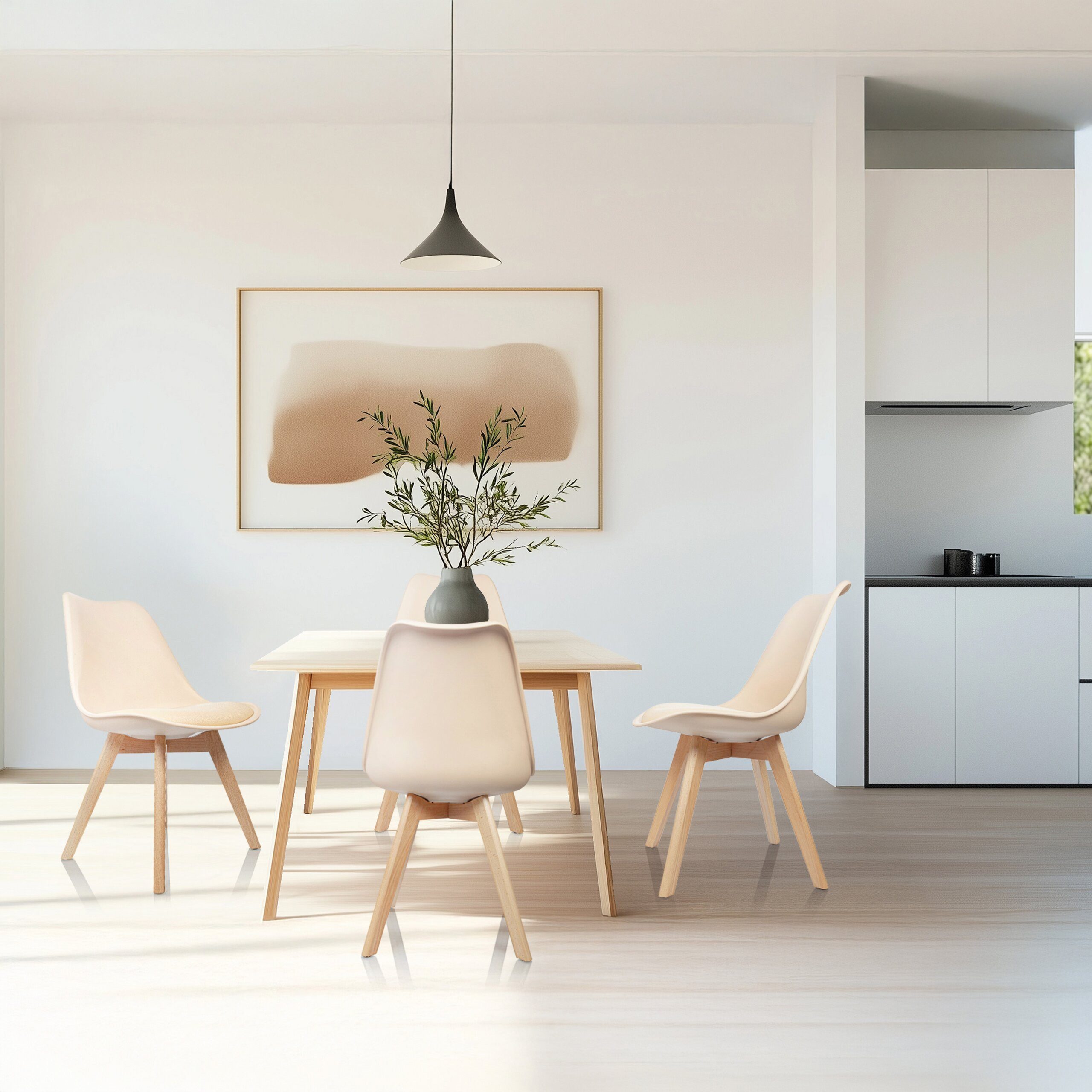 hjh OFFICE Schalenstuhl SCANDI 4 Esszimmerstuhl Kunststoff ohne Armlehnen (4er Set), SCANDI 4