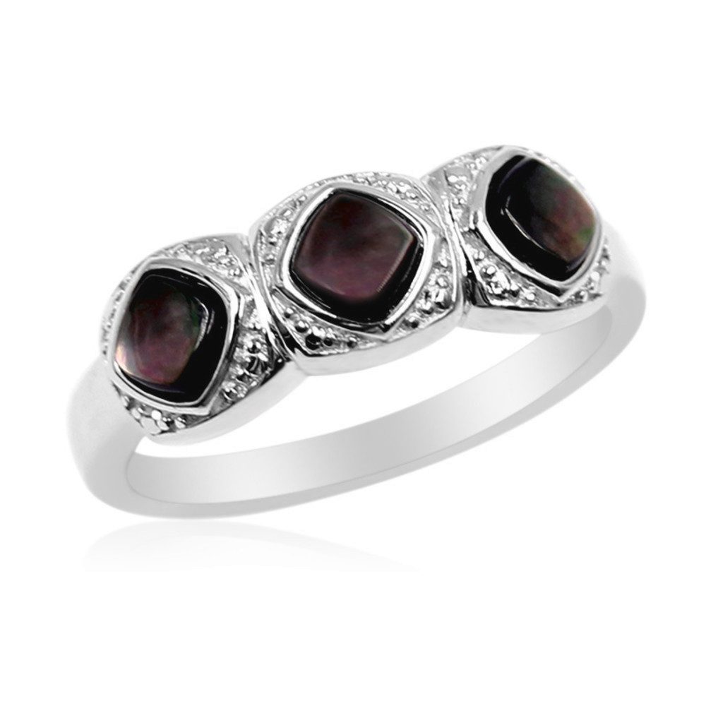 Cavill Silberring Cavill Ring Sterlingsilber 925, Perlmutt, 3 Steine, Größe 16 (1-tlg)