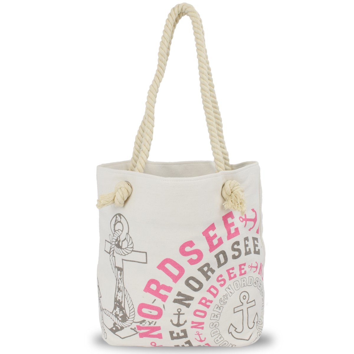 Umhängetasche Innentasche Tasche Originelli mit Reißverschluss grau-rosa Shopper kleine Sonia City Bag, Einkaufstasche "NORDSEE"