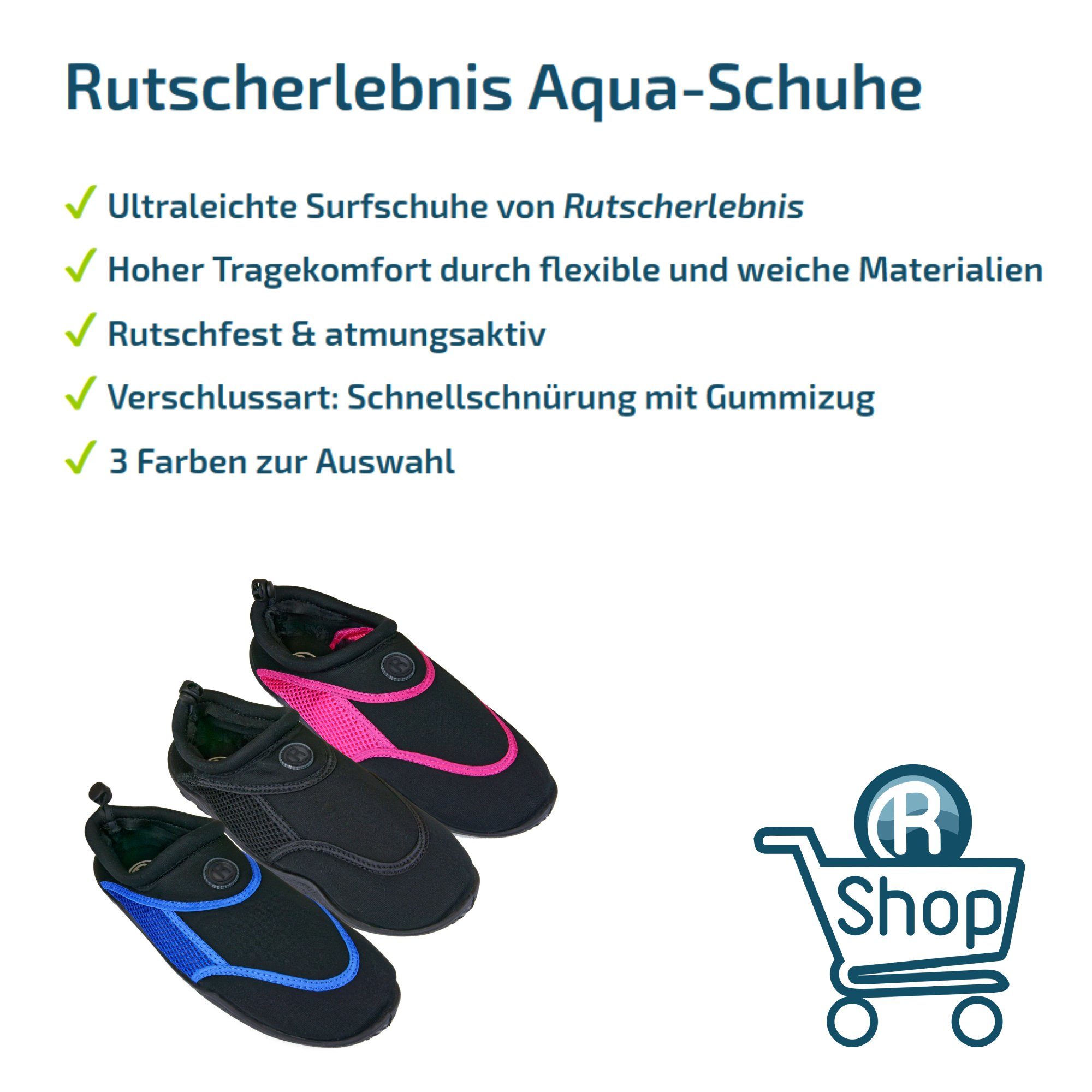 / Rutscherlebnis Black Badeschuh Aqua-Schuhe Surf-Schuhe