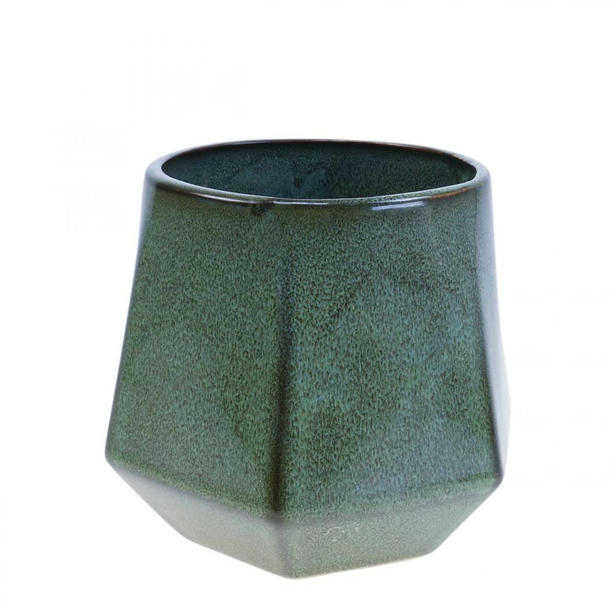 Übertopf Keramik Blumentopf Übertopf Grün Hexagon Ø14cm H12cm Deko