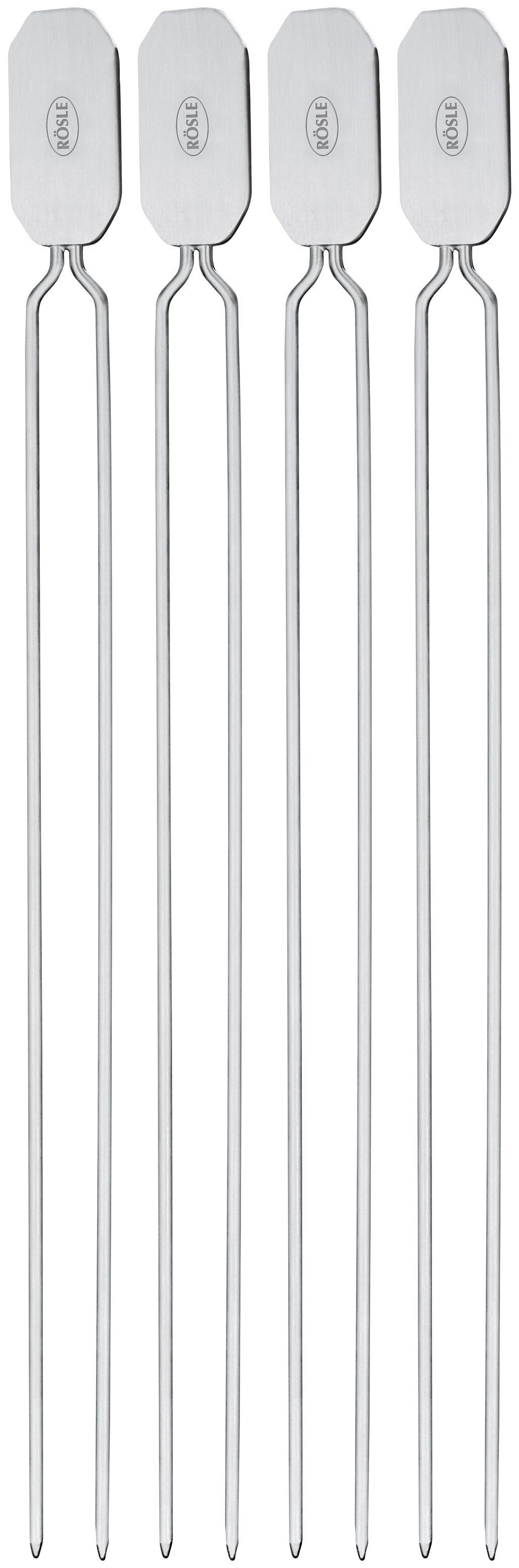 RÖSLE Grillspieß 25069 (4-St), Doppelspieße zur Zubereitung von Schaschlik/Gemüse, 33 cm, Edelstahl