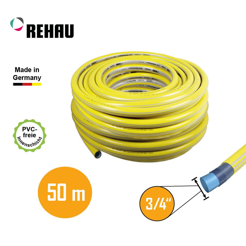 Rehau Gartenschlauch Gartenschlauch Gelb 50 m 3/4" druckstabil mit 24-fädiger Armierung
