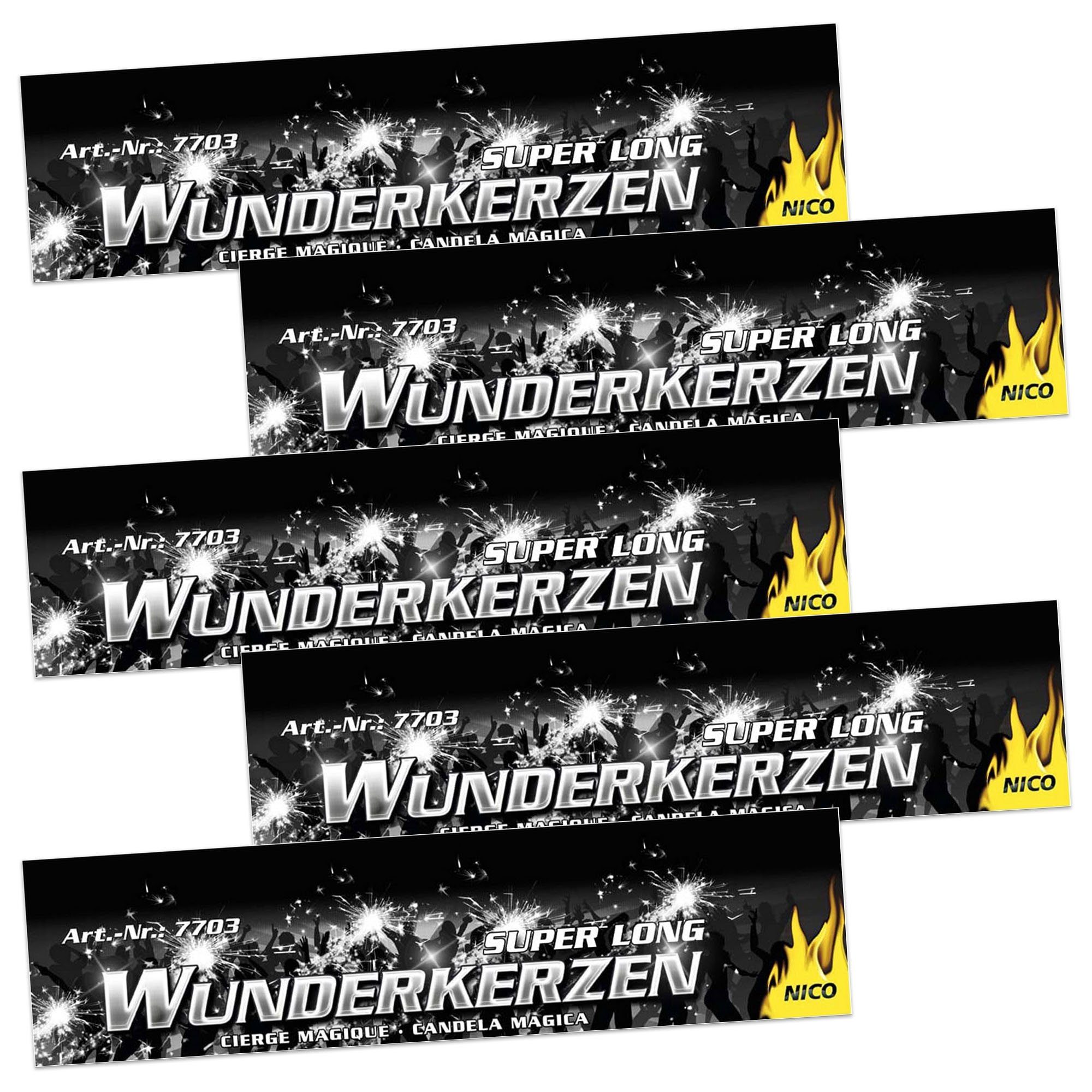 Nico Geburtstagskerze 100 Stück Wunderkerzen 30cm lang (10x 10er Pack) SUPER LONG Set