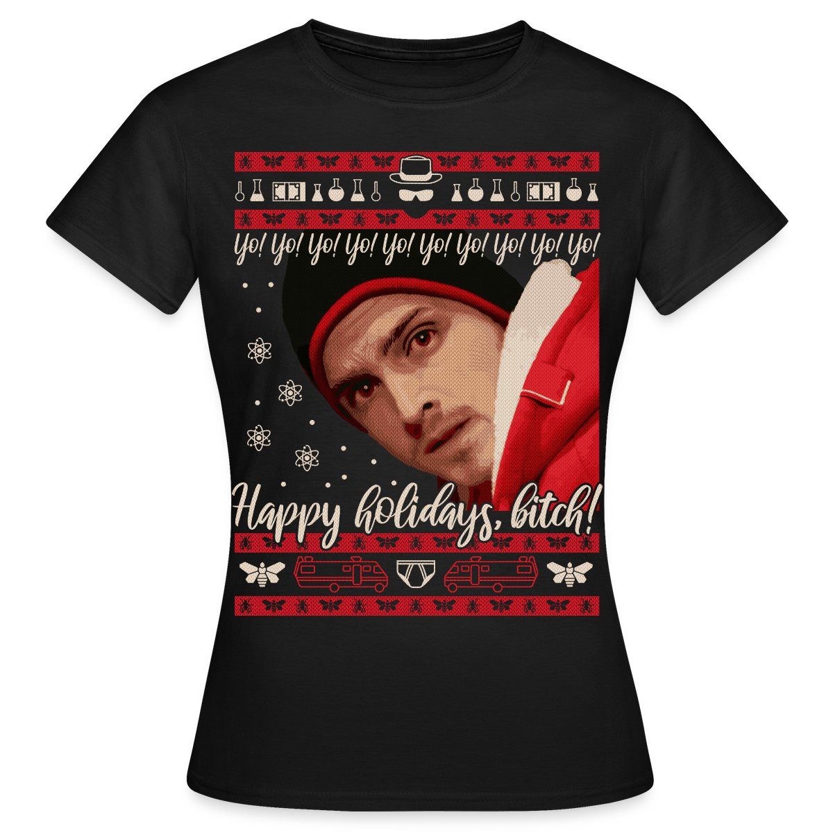 Spreadshirt T-Shirt Breaking Bad Jesse Happy Holidays, B*itch Frauen T-Shirt (1-tlg)