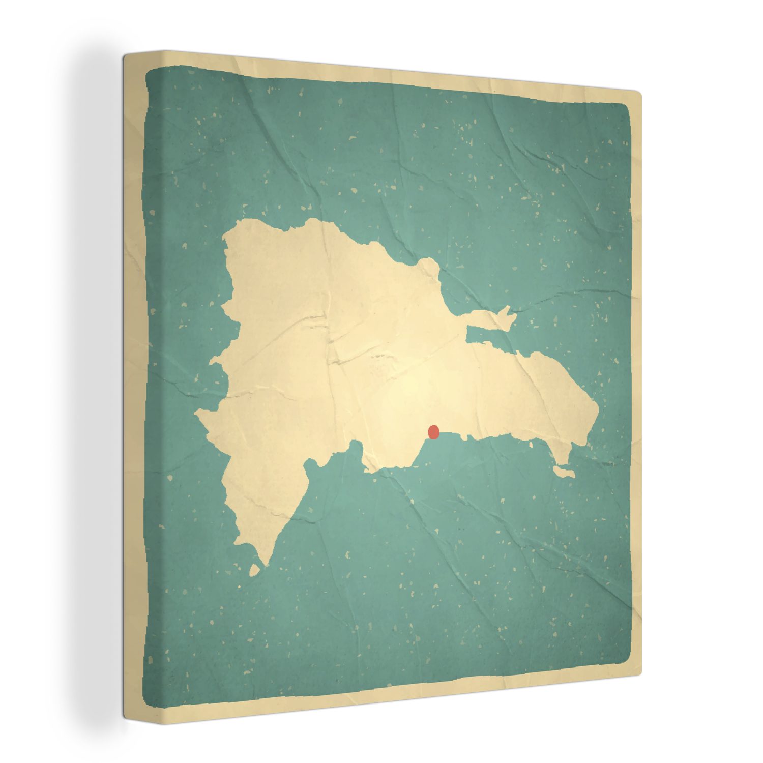 OneMillionCanvasses® Leinwandbild Illustration einer Karte der Dominikanischen Republik und von Santo, (1 St), Leinwand Bilder für Wohnzimmer Schlafzimmer