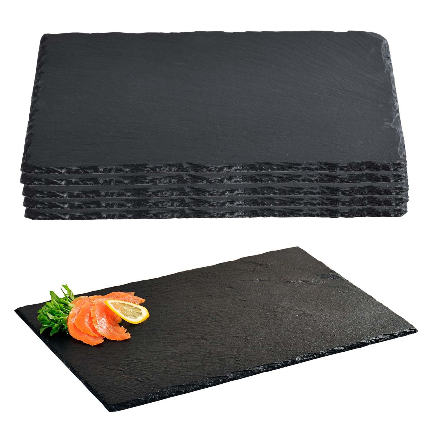 Kesper Servierbrett 5 Stück Buffetplatte aus Schiefer - 40 x 30 cm, Schiefer, (5-St), naturbelassener Rand