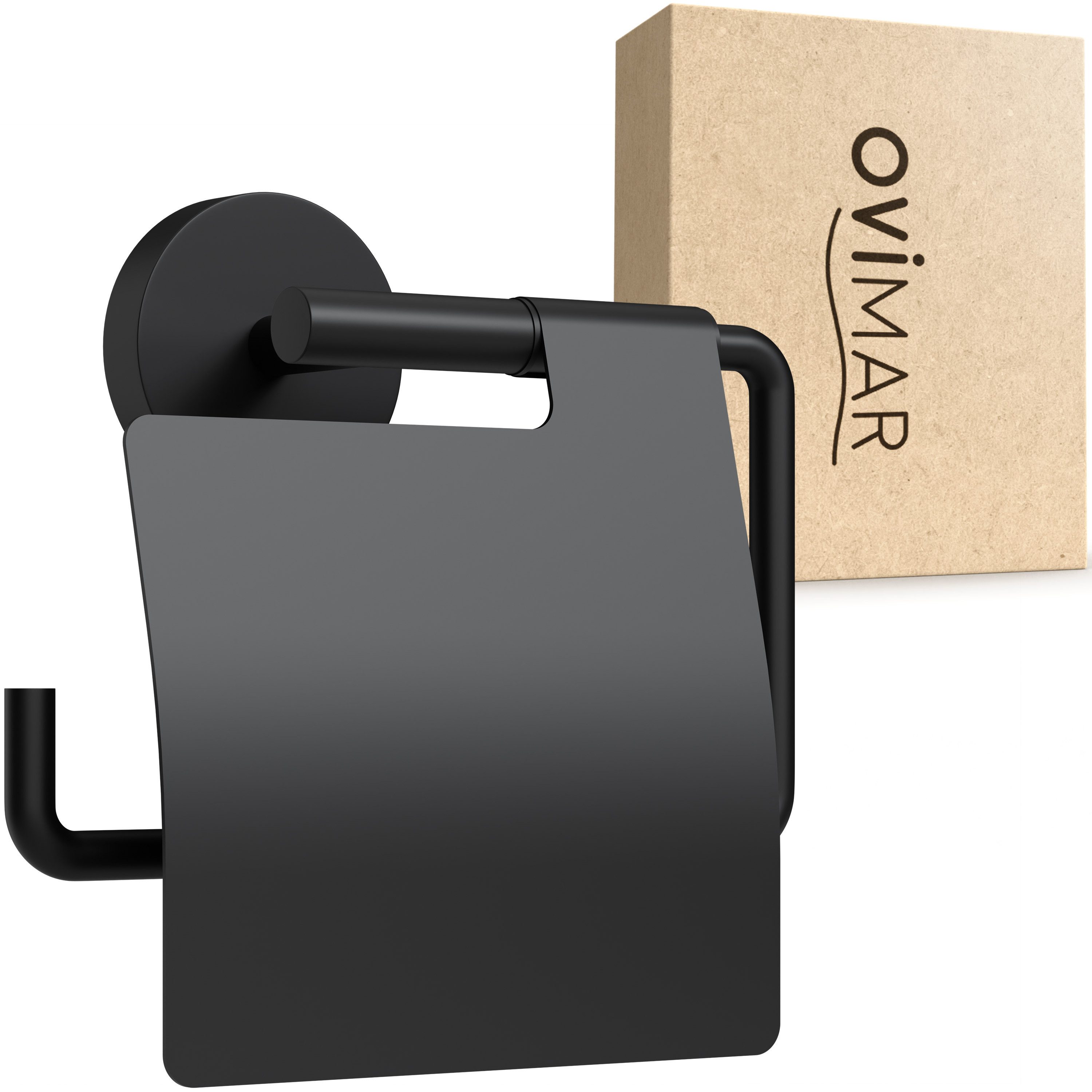 ovimar Toilettenpapierhalter Heroya (1-St), aus Edelstahl in Schwarz zur Zu günstig online kaufen