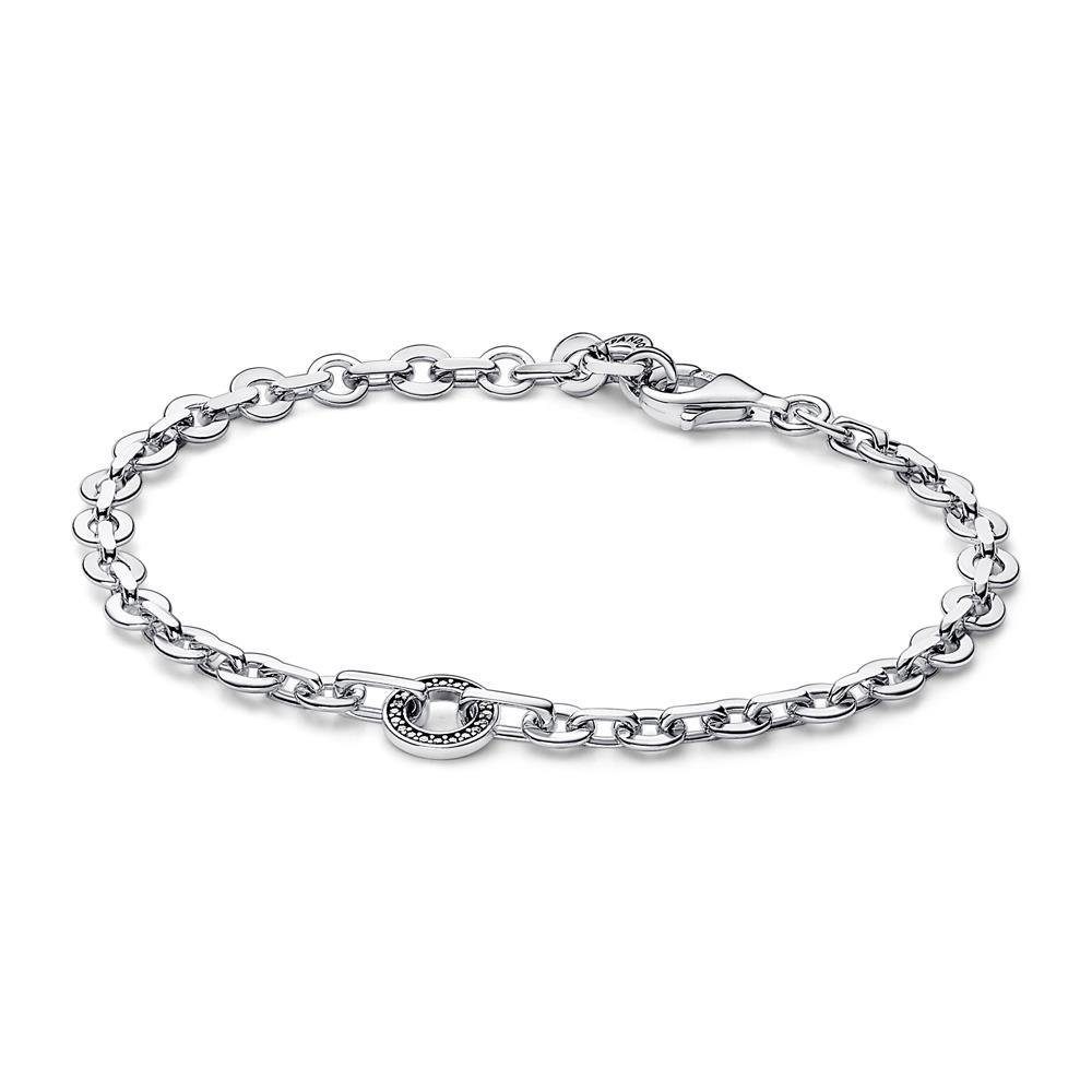 Pandora Silberarmband 925 Silber Damenarmband mit Zirkonia, Signature von PANDORA