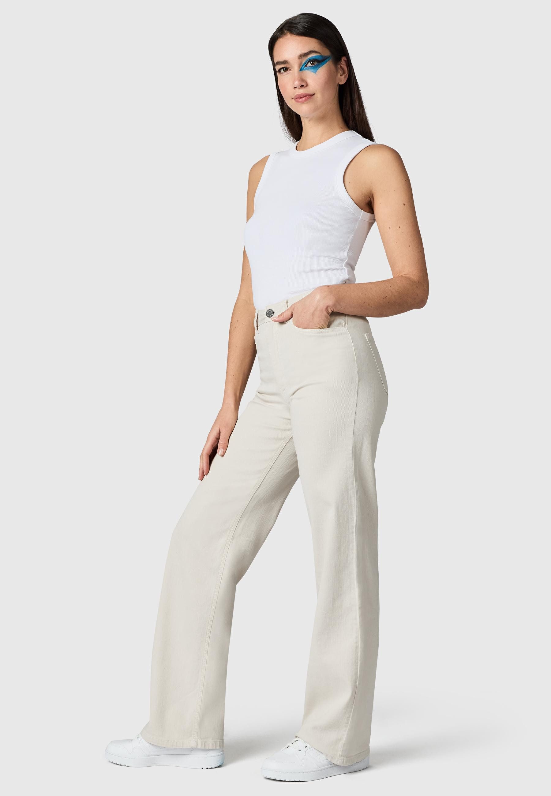 PEAK TIME Chinohose Cyrele Lange Wide-Leg-Hose mit Bio-Baumwolle