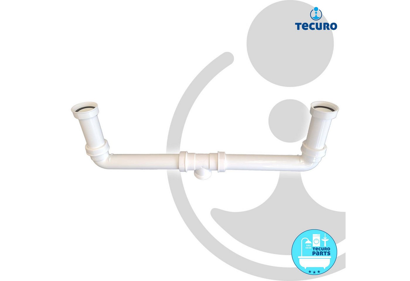 Thumbnail - tecuro Siphon Geruchsverschluss mit zwei Geräteanschlüssen 1 1/2 Zoll DN 40/50