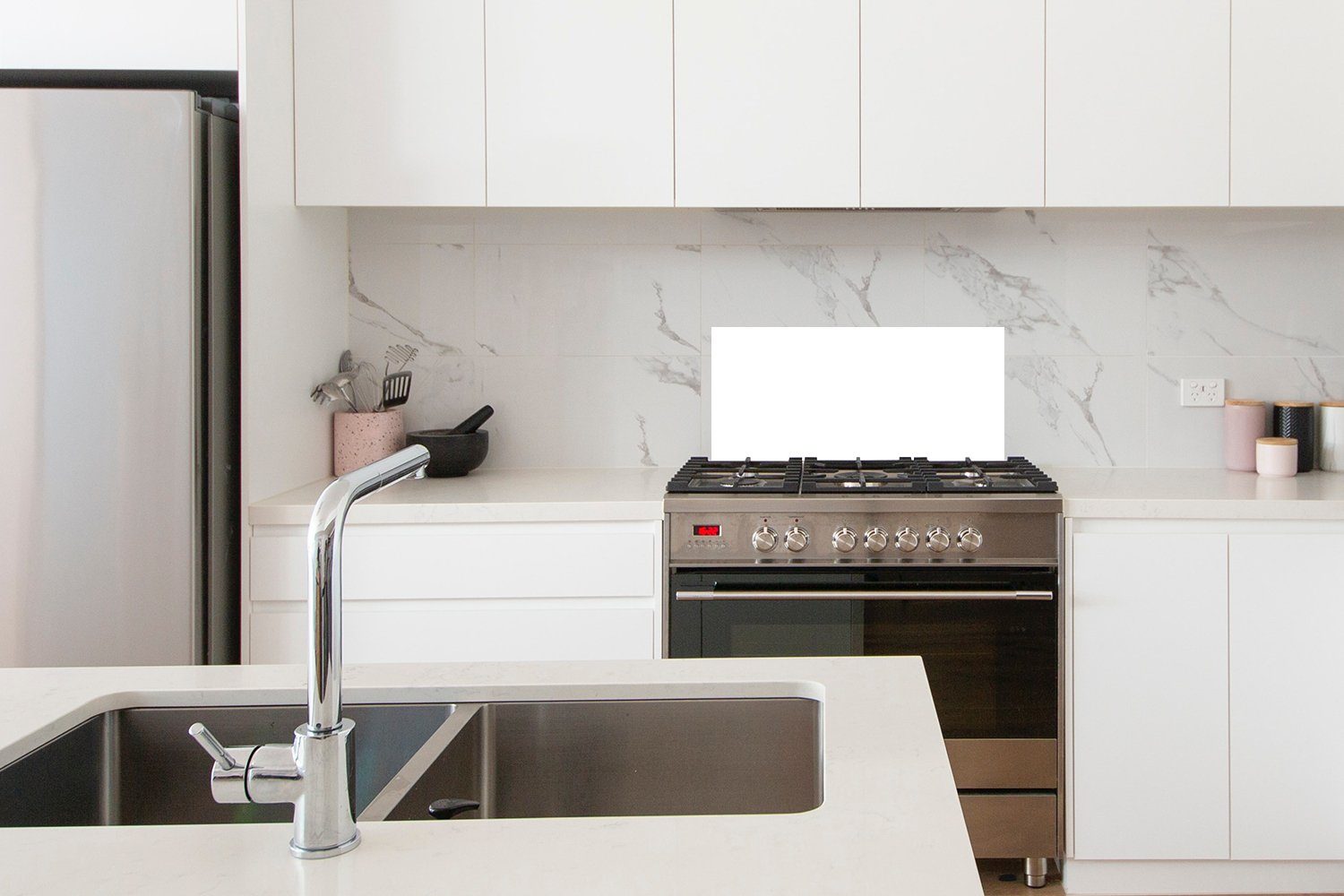 (1-tlg), - Küchen MuchoWow Schmutzflecken - 60x30 Küchenrückwand gegen Fett Neutral, Farben Weiß für Wandschutz, und cm,