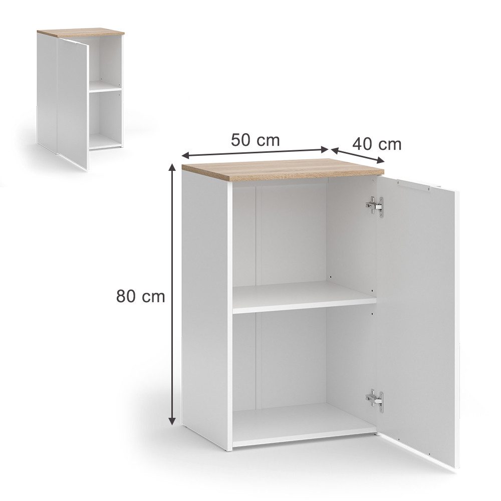 Vicco Highboard Wido, Weiß/Sonoma, 50 x 80 cm mit Regal günstig online kaufen