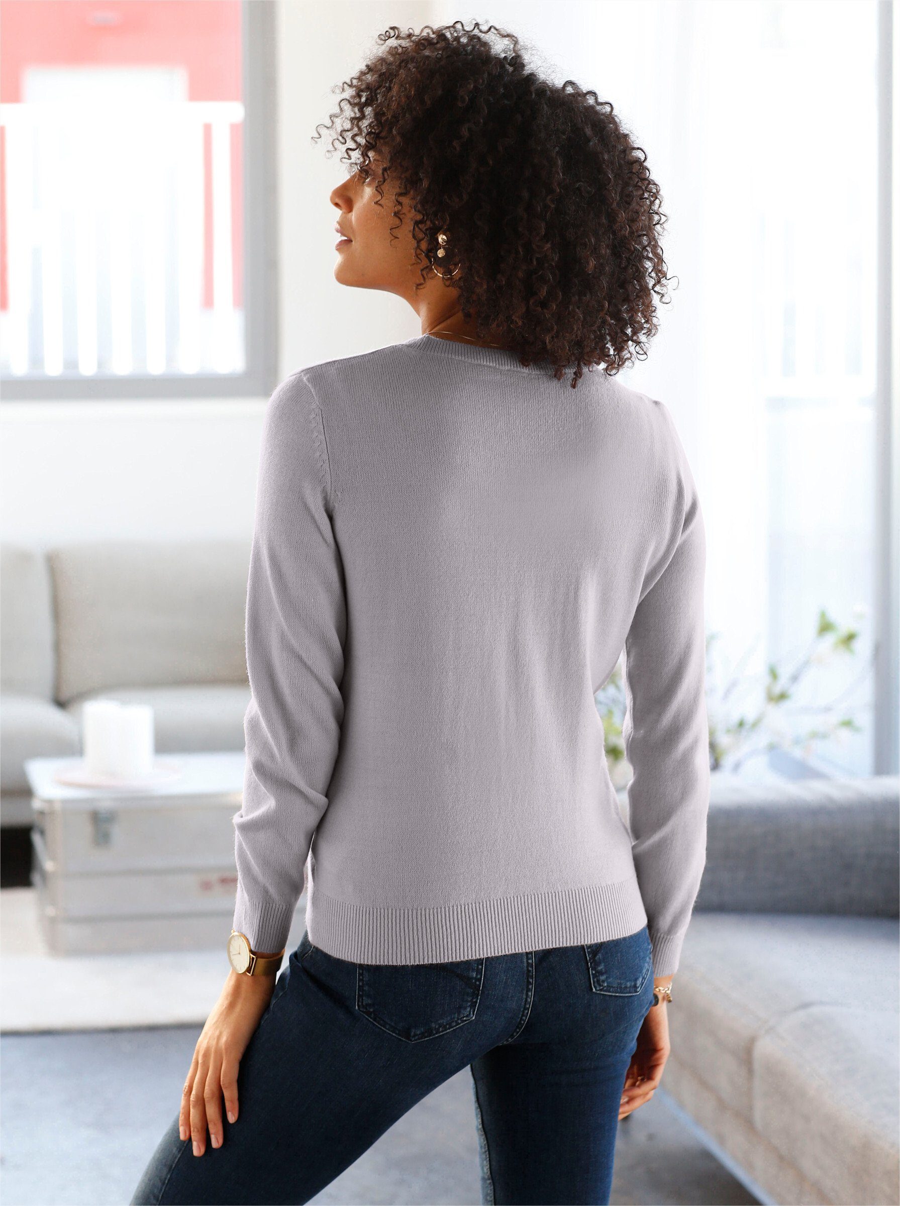 Sieh Strickpullover an! grau-meliert