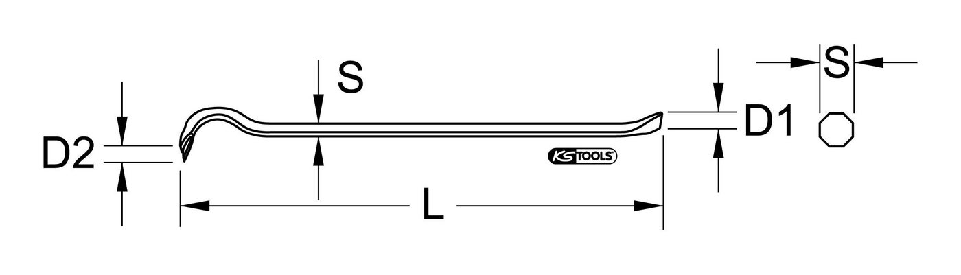 Thumbnail - KS Tools Brechstange, Nageleisen, 6-kant