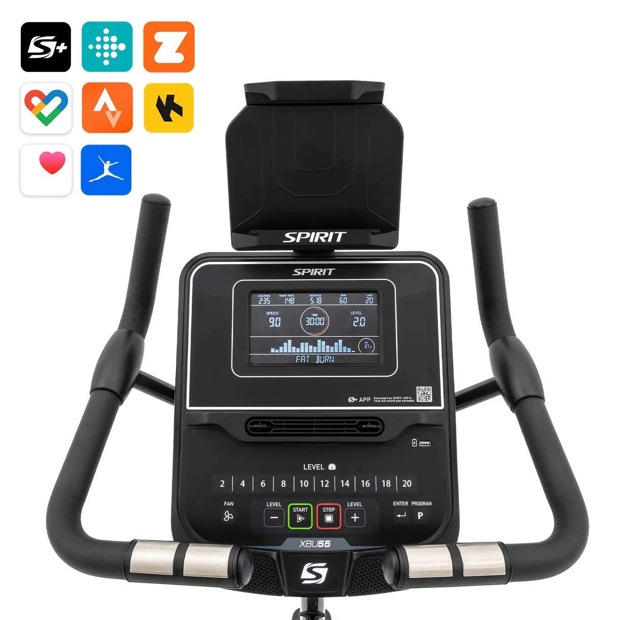 Spirit Fitness Heimtrainer Spirit Fitness Ergometer XBU55 ENT, Touchscreen mit Apps