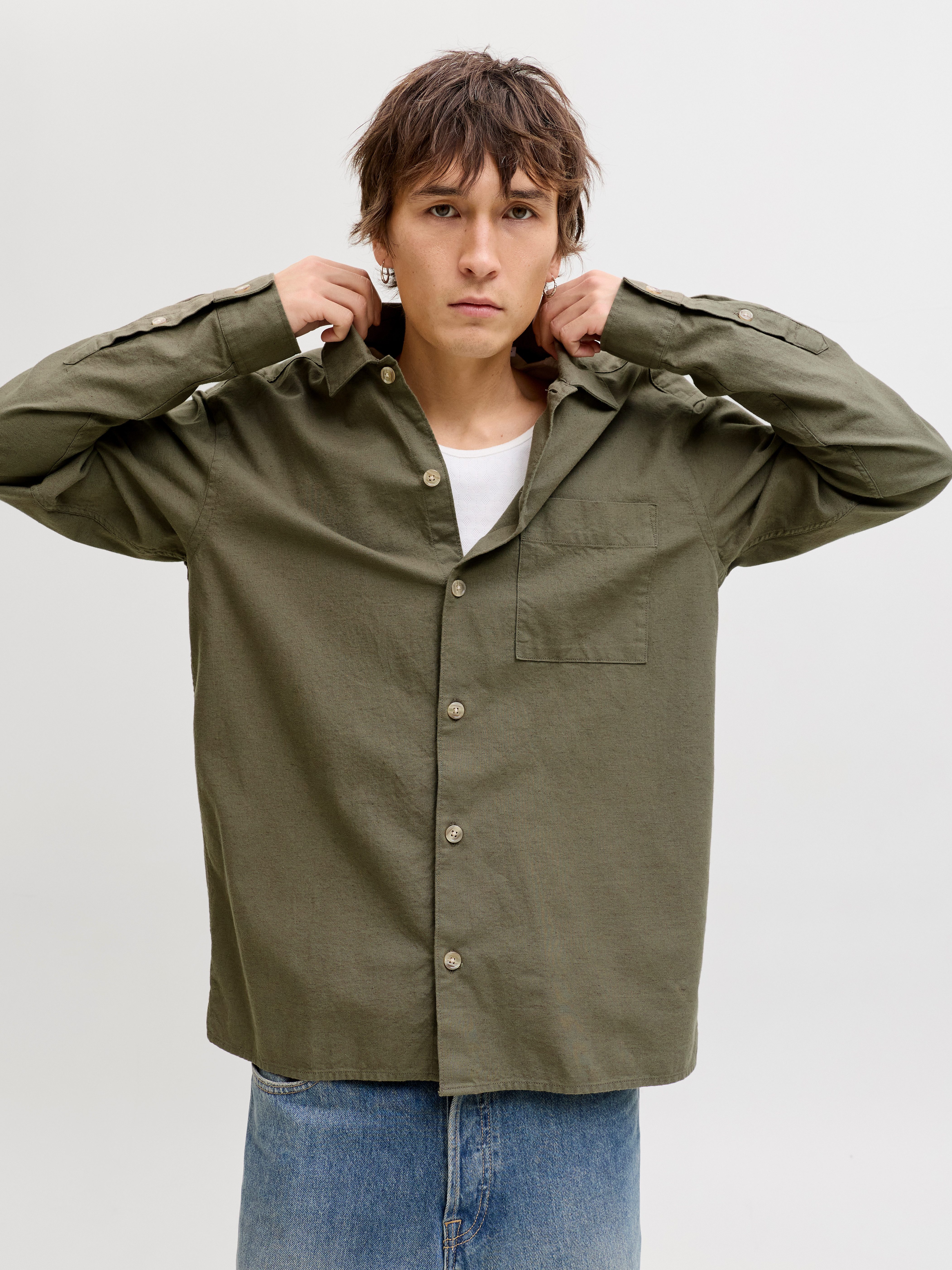 Jack & Jones Langarmhemd JJETRISTAN OVERSHIRT LS SN mit Knopfleiste