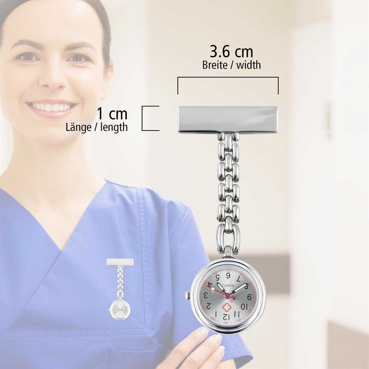 Lantelme Krankenpflegeuhr mit Samtbeutel Krankenschwesteruhr aus Metall Pulsuhr Pflegeruhr, Analog Schwesternuhr Kitteluhr auch als Geschenkidee