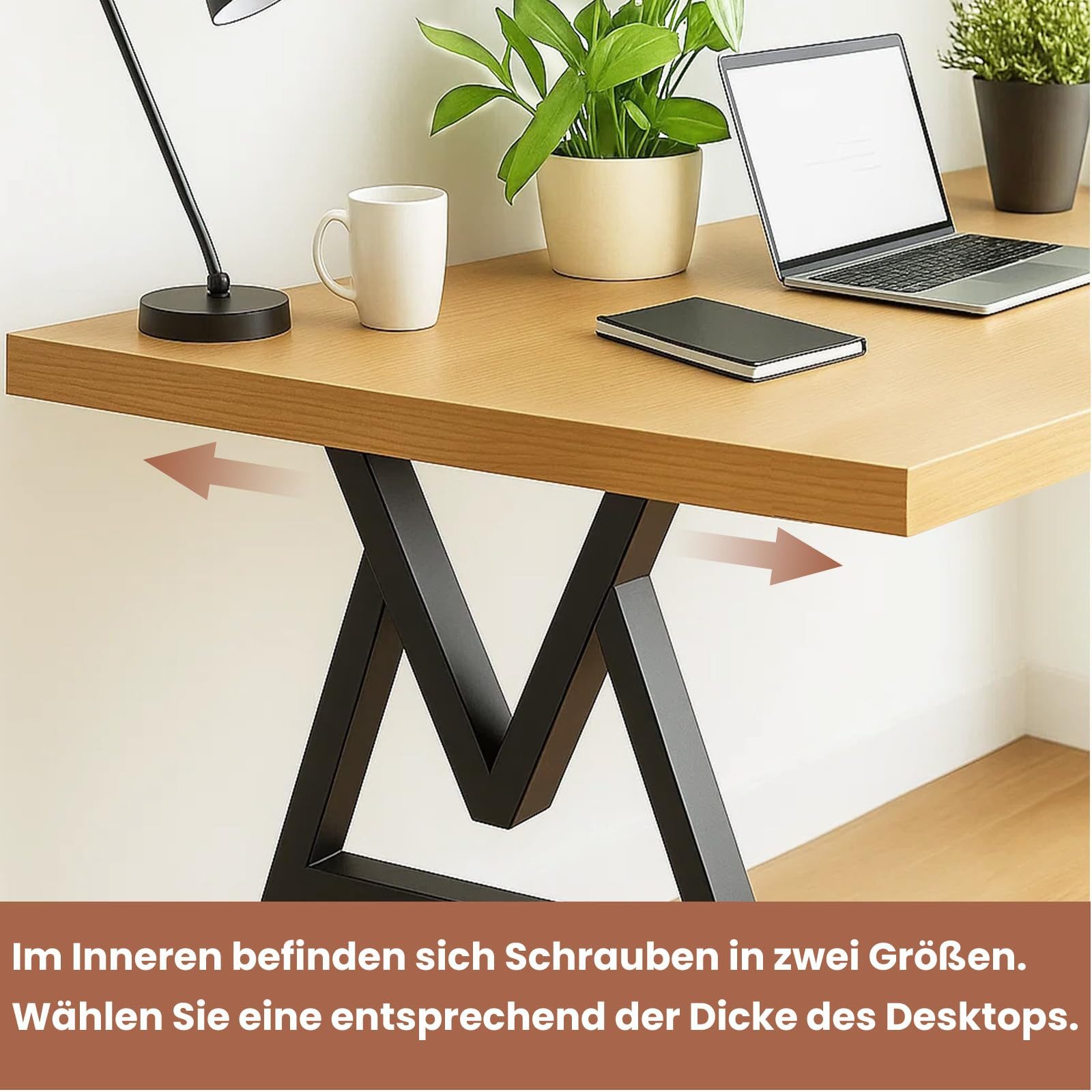 Youyijia Tischbein 2er-Set Tischbeine, Metall, Schwarz, Bankgestell, V-Typ – Bild 4 von 5