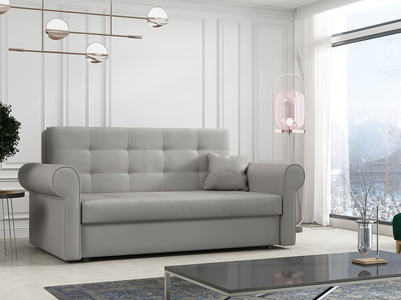 MIRJAN24 Schlafsofa Viva Silver III, 3 Sitzer, mit Schlaffunktion und Bettkasten Mono 244