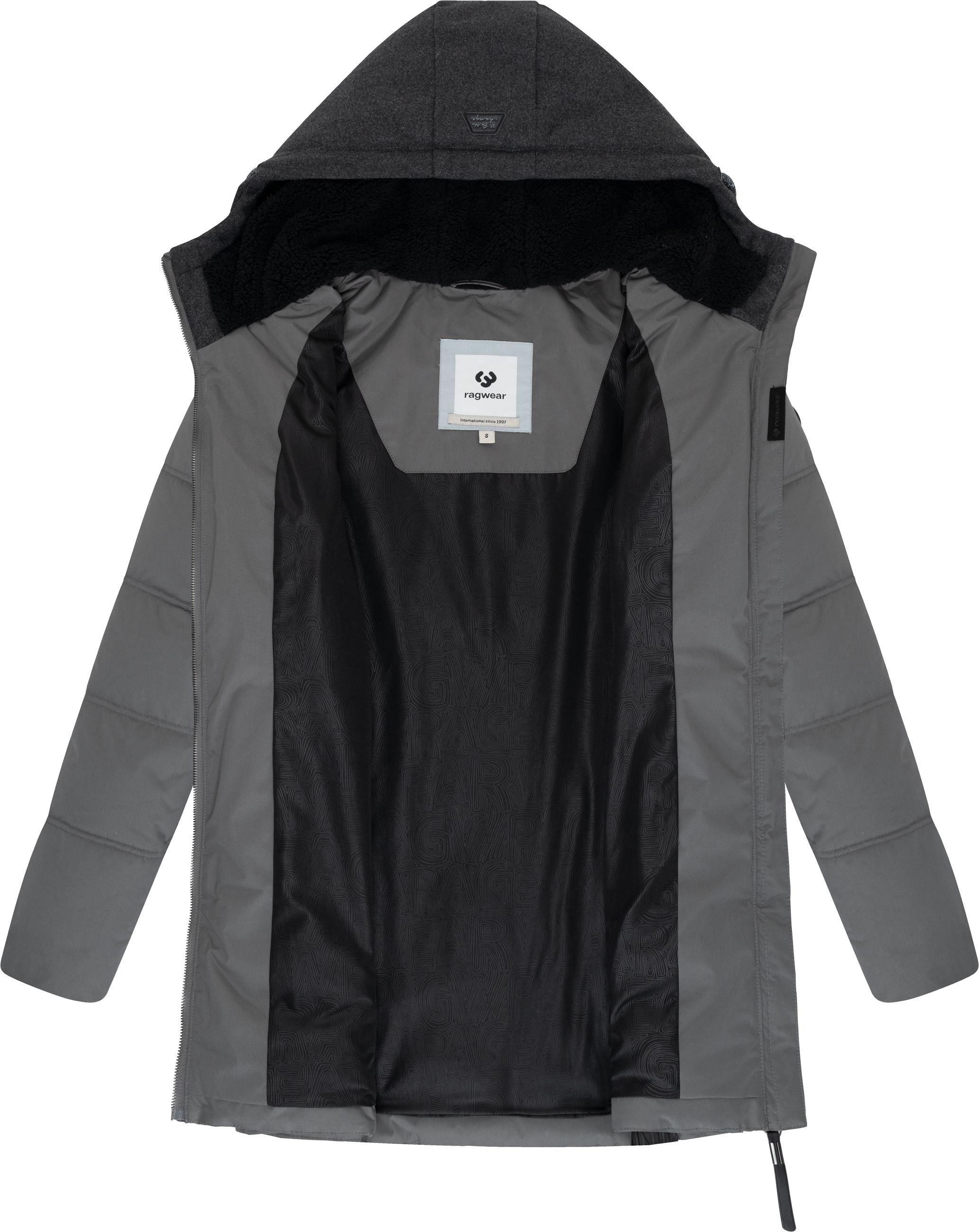 Ragwear Winterjacke Ashani Block Intl. stylischer Winterparka mit gefütterter Kapuze