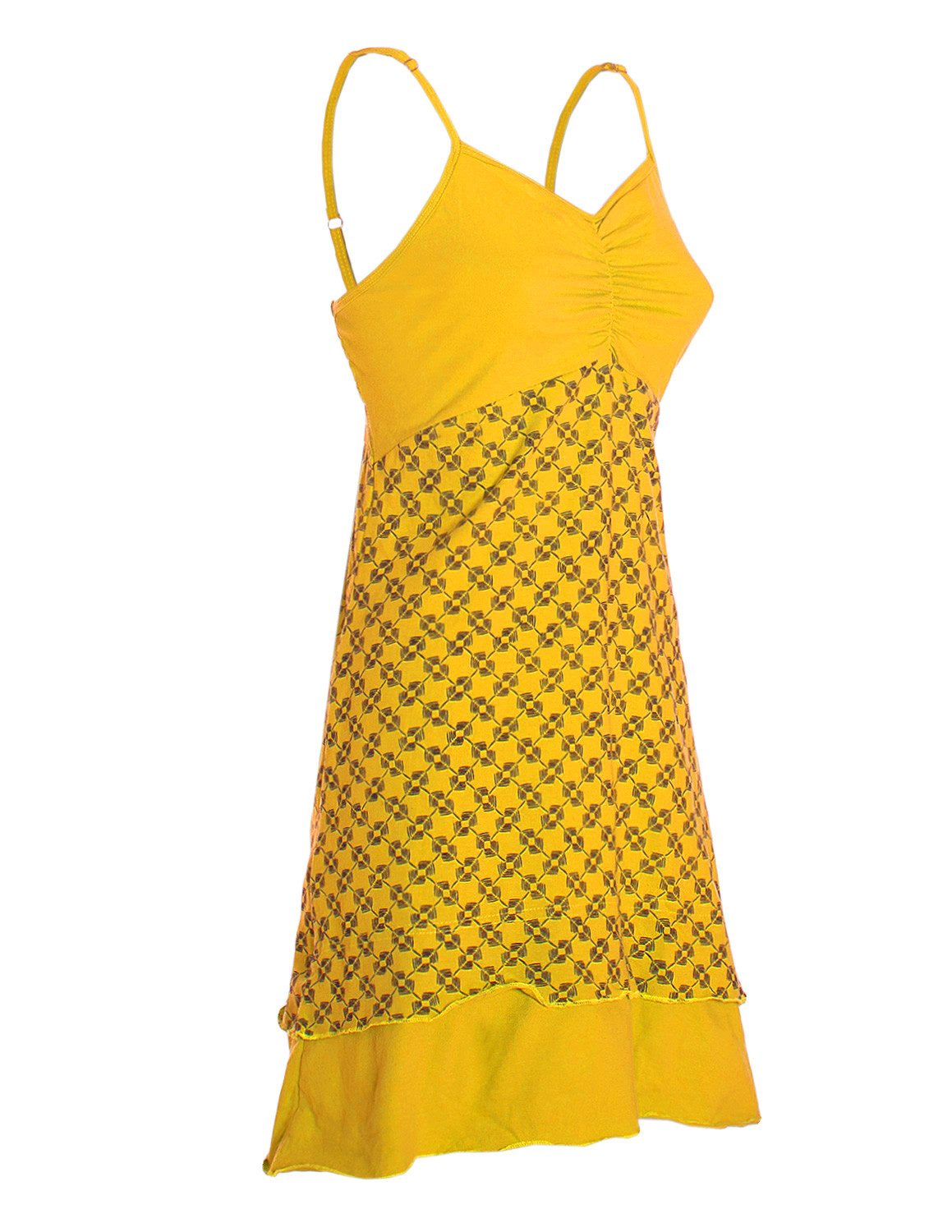 Vishes Sommerkleid Damen Babydoll Spaghettiträger bedruckt Baumwolle Alternative Mode, Boho, Hippie, Ethno, Festival