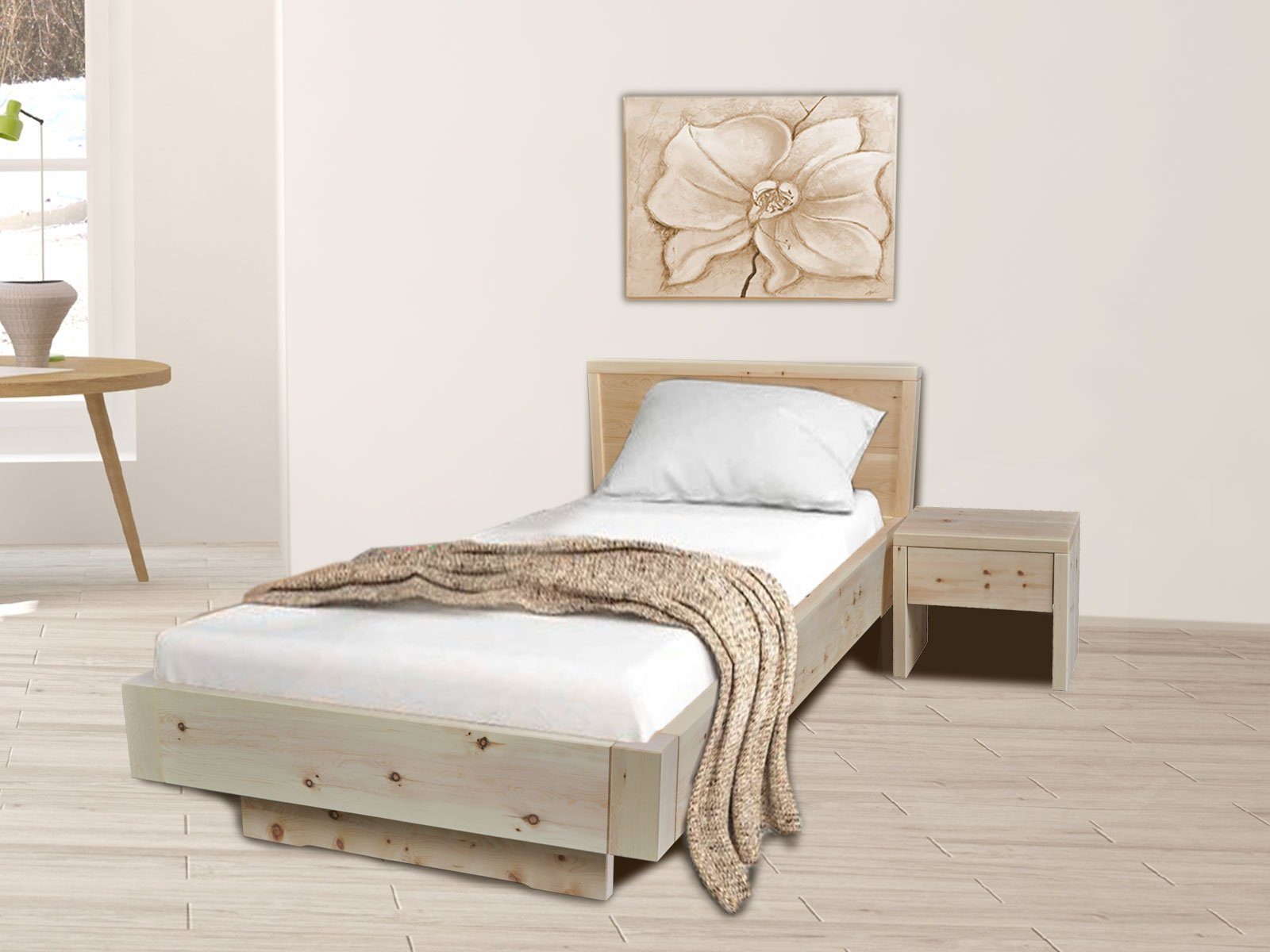 Casamia Massivholzbett Zirbenbett Schwebebett Mia 2 Zirbenholz