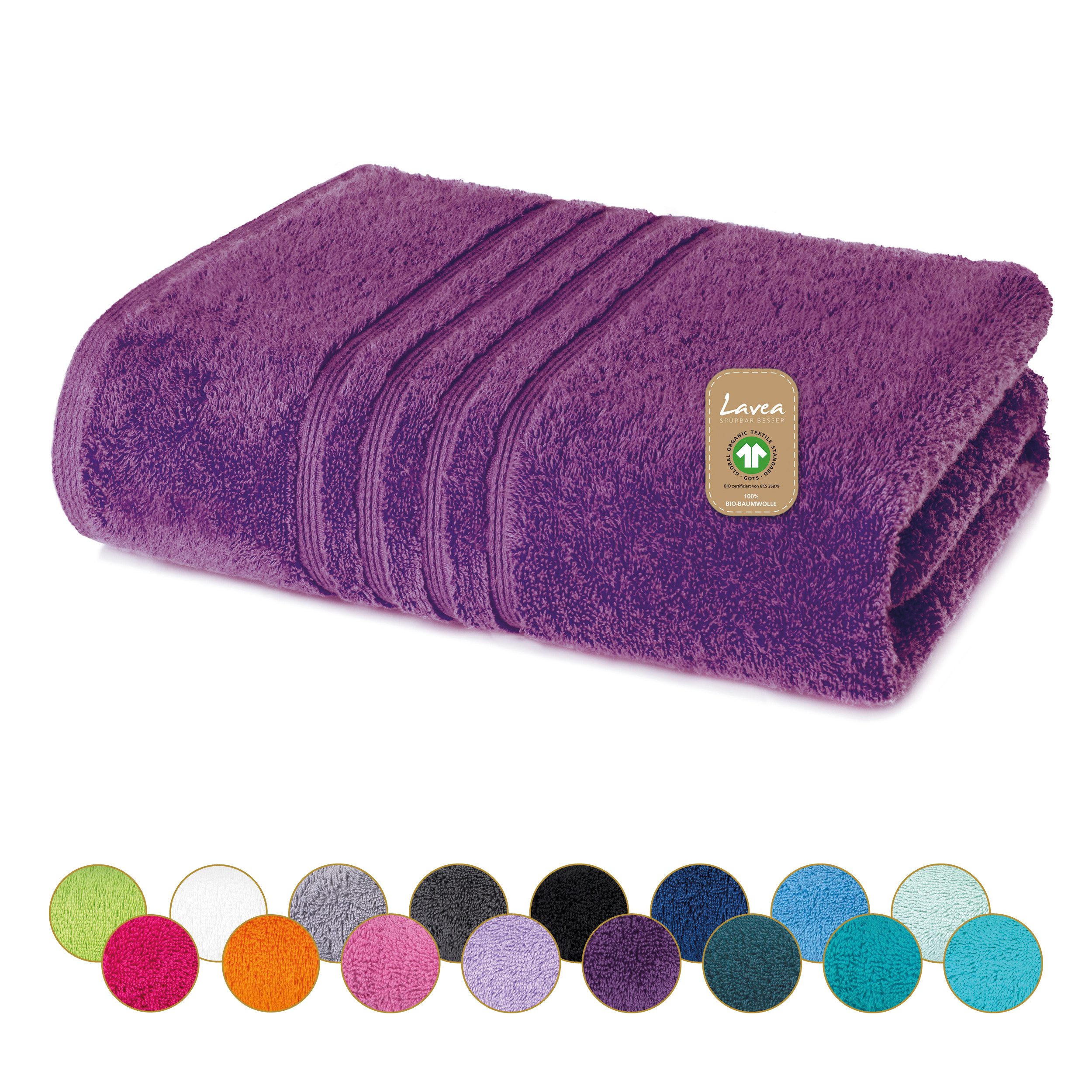 Lavea Badetuch Bali Duschtuch 100x150 cm Duschtuch 70x140 cm, Weiches Bio-Baumwollfrottee (1-St), pflegeleicht, GOTS-zertifiziert, extra saugstark mit 500g/m²