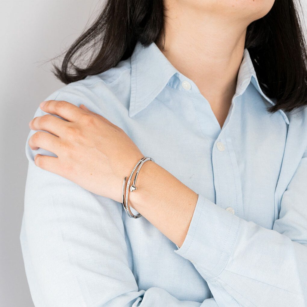 Lotus Style Armreif Bliss aus Edelstahl in Silber – Moderner Schmuck für de günstig online kaufen