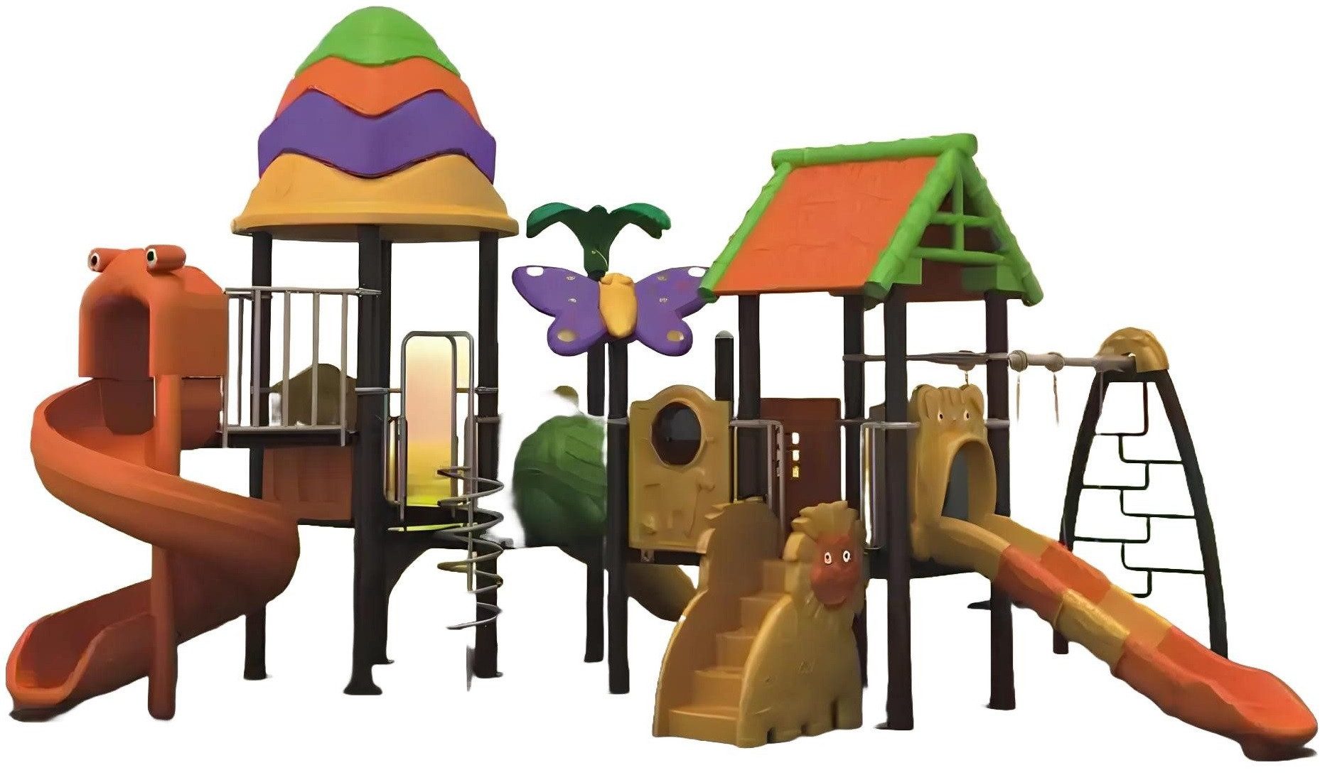 Xlmoebel Spielturm Outdoor Spielplatz für Kinder mit Klettergerüst und Schaukel, Hergestellt in Europa