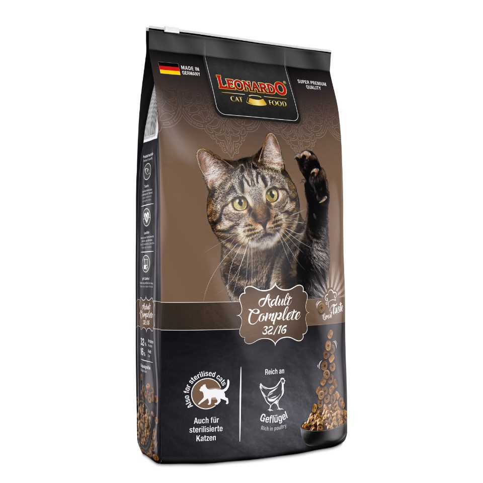 Leonardo Catfood Adult Complete 32/16 - ausgewogene Rezeptur für alle Samtpfoten, Trockenfutter für: Katzen
