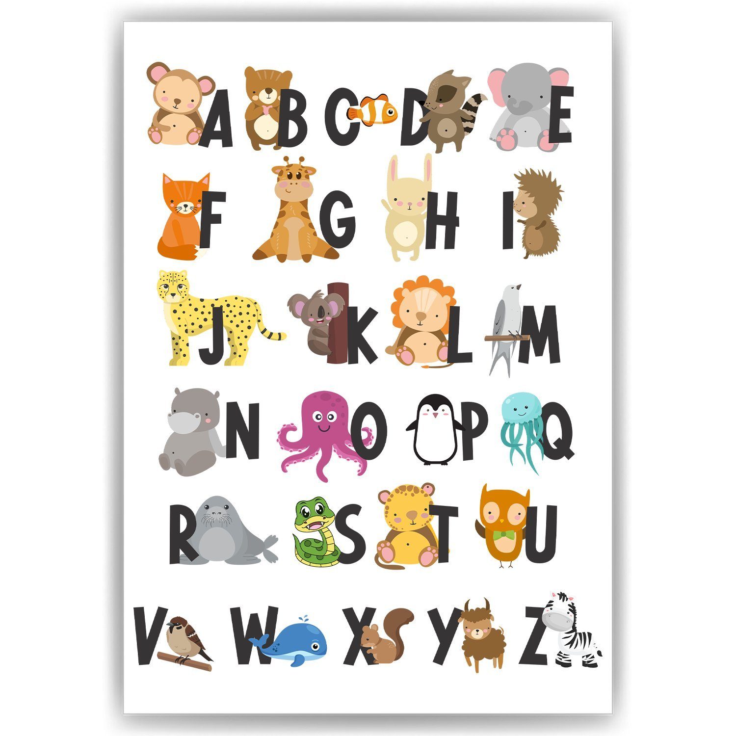 Poster Alphabet Lernposter Kinderzimmer Wandbild Kinderposter ABC Lernhilfe