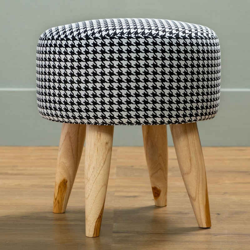 wohnfreuden Hocker Hocker Elio aus Teakholz und Stoff Bezug, 29476