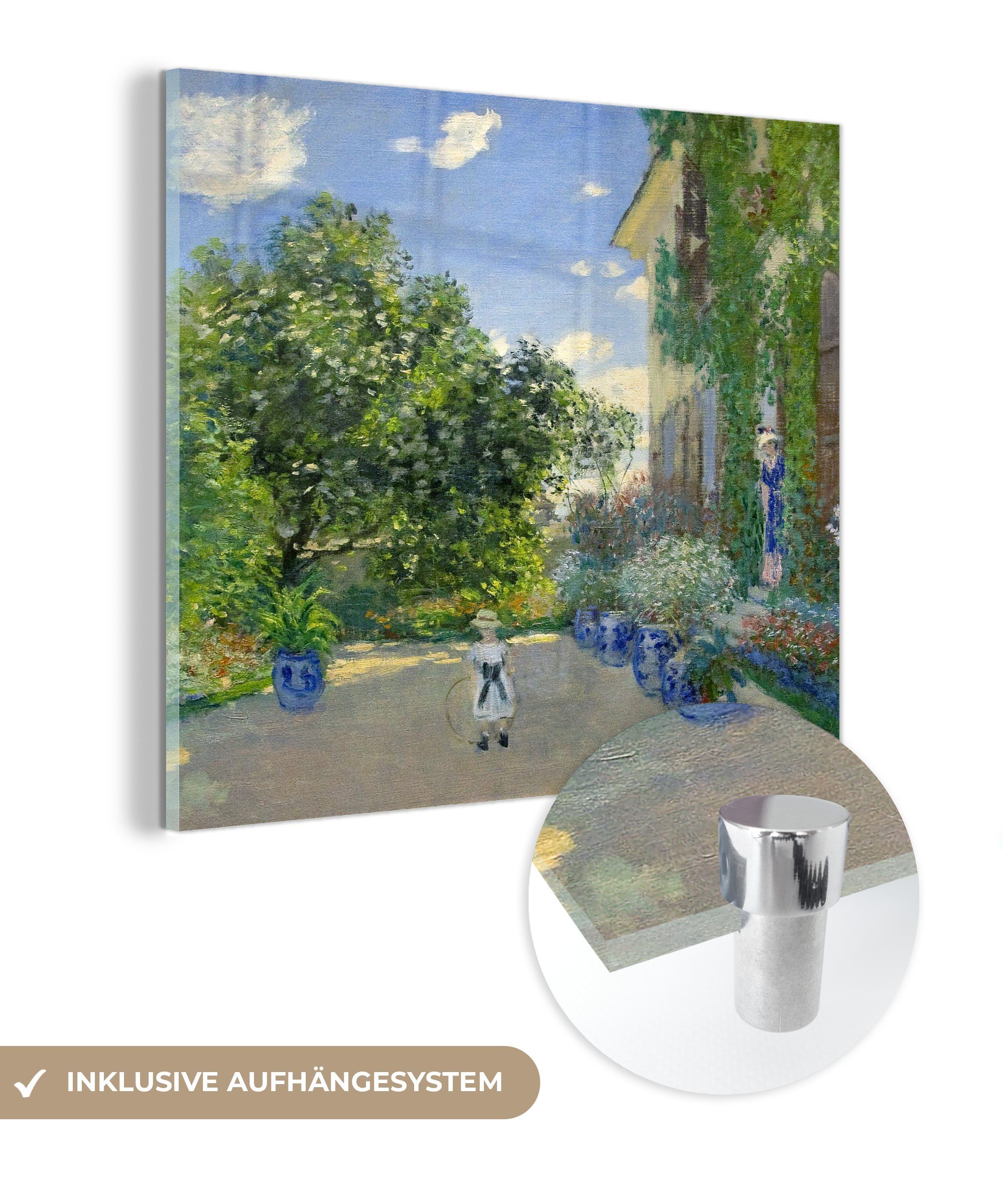 Bilder Glas - Glas auf auf Monet, - Wandbild St), Glasbilder - (1 Künstlers Wanddekoration - in Das Foto Haus des Argenteuil Acrylglasbild MuchoWow Claude