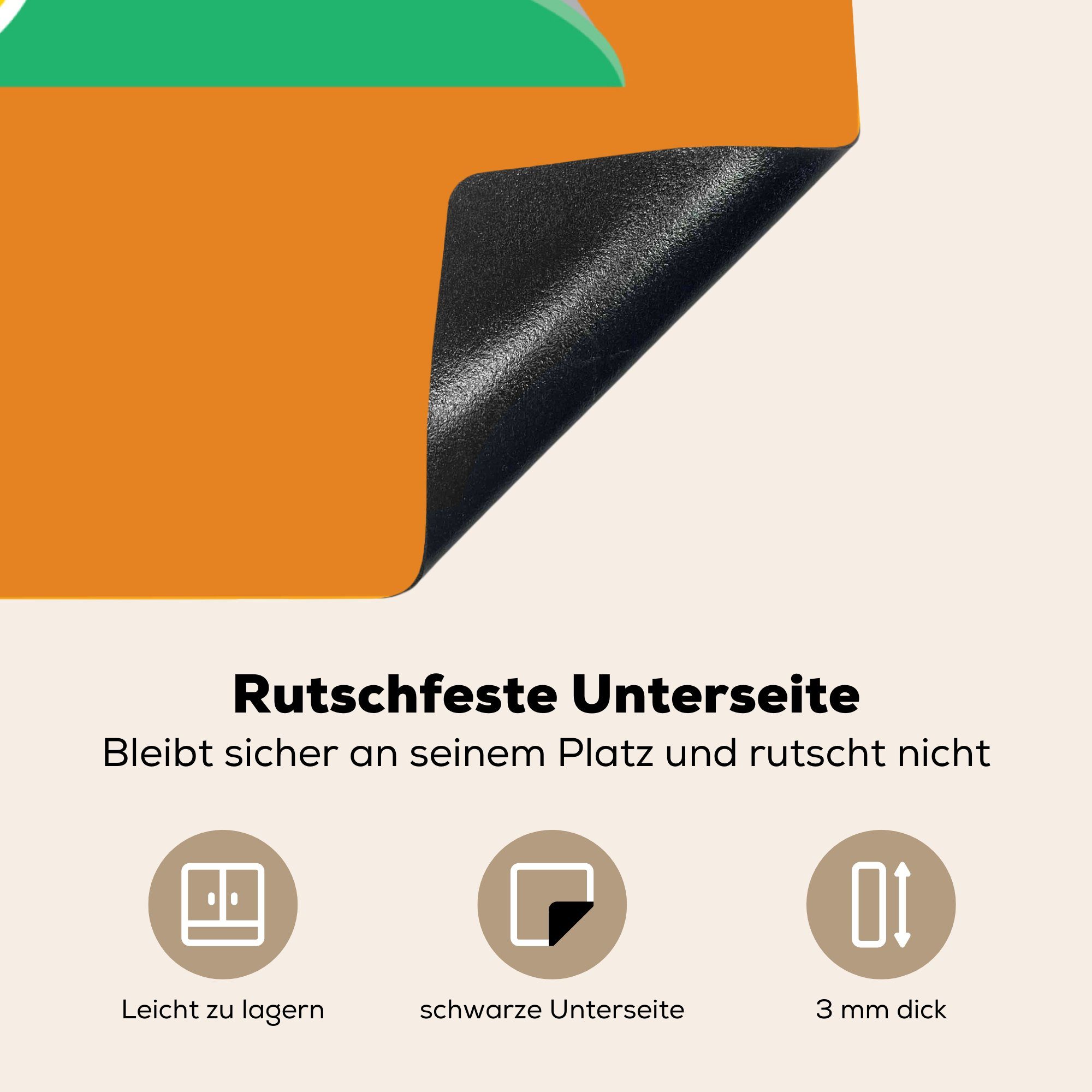 MuchoWow Herdblende-/Abdeckplatte Eine Illustration Eiffelturm Flagge und küche 78x78 (1 für Vinyl, Ceranfeldabdeckung, Fahrrad, mit tlg), cm, Arbeitsplatte