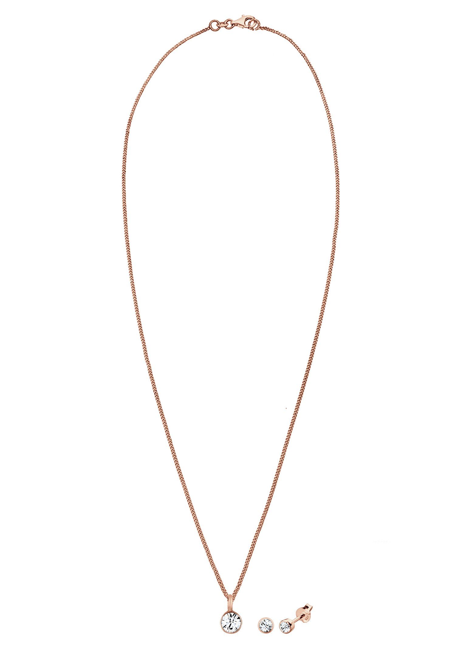 Elli Schmuckset Kette Stecker Weiß 925 Sterling Silber, mit Kristallen von Swarovski®