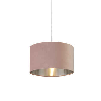 Licht-Erlebnisse Lampenschirm GIRONA, in Pink Silber gebürstet Ø 38 cm Stoff Modern Flur