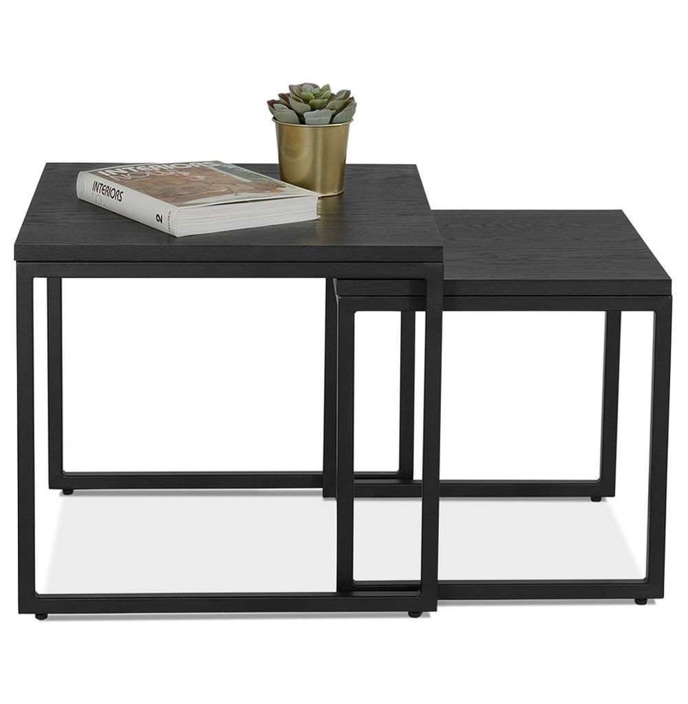 KADIMA DESIGN Holz NAMIKA 50 x Schwarz 50 Beistelltisch Tischset (black)