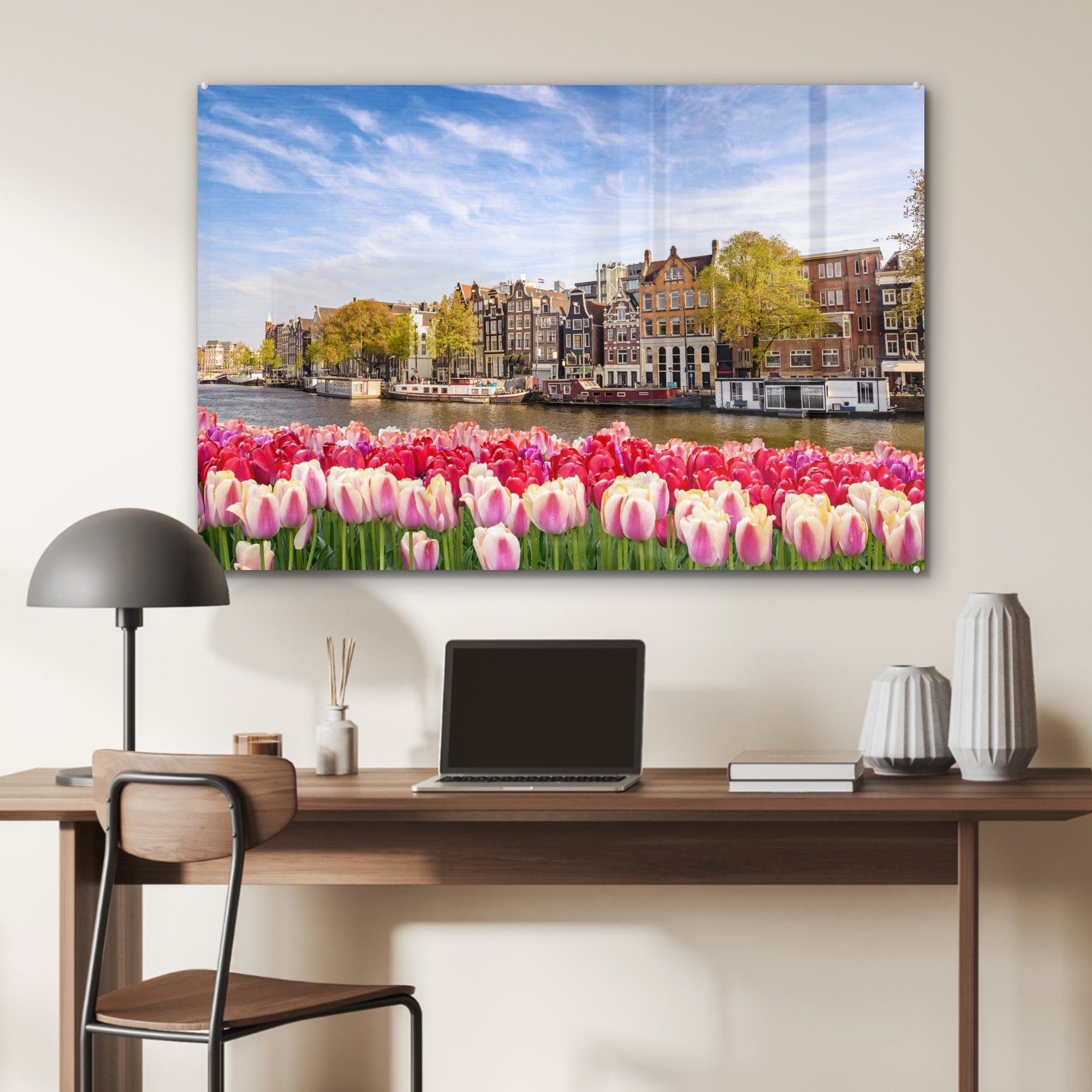 MuchoWow St), Skyline - Acrylglasbild Schlafzimmer Grachten Amsterdam, - Wohnzimmer (1 & Acrylglasbilder