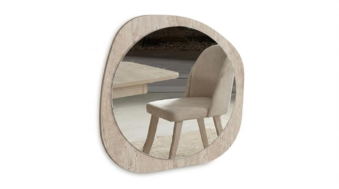 Xlmoebel Wandspiegel Moderner beiger Wandspiegel aus Holz für ein gemütliches, Made in Europa