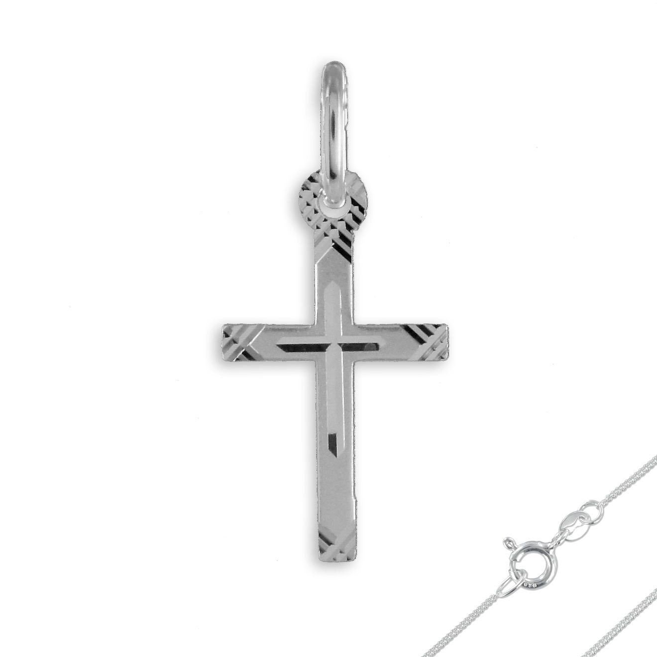 Order & Smile Schmuck Kreuzkette Kreuz Kette Kinder: Halskette mit Anhänger Silber (Set, inkl. Kette), gestempelt