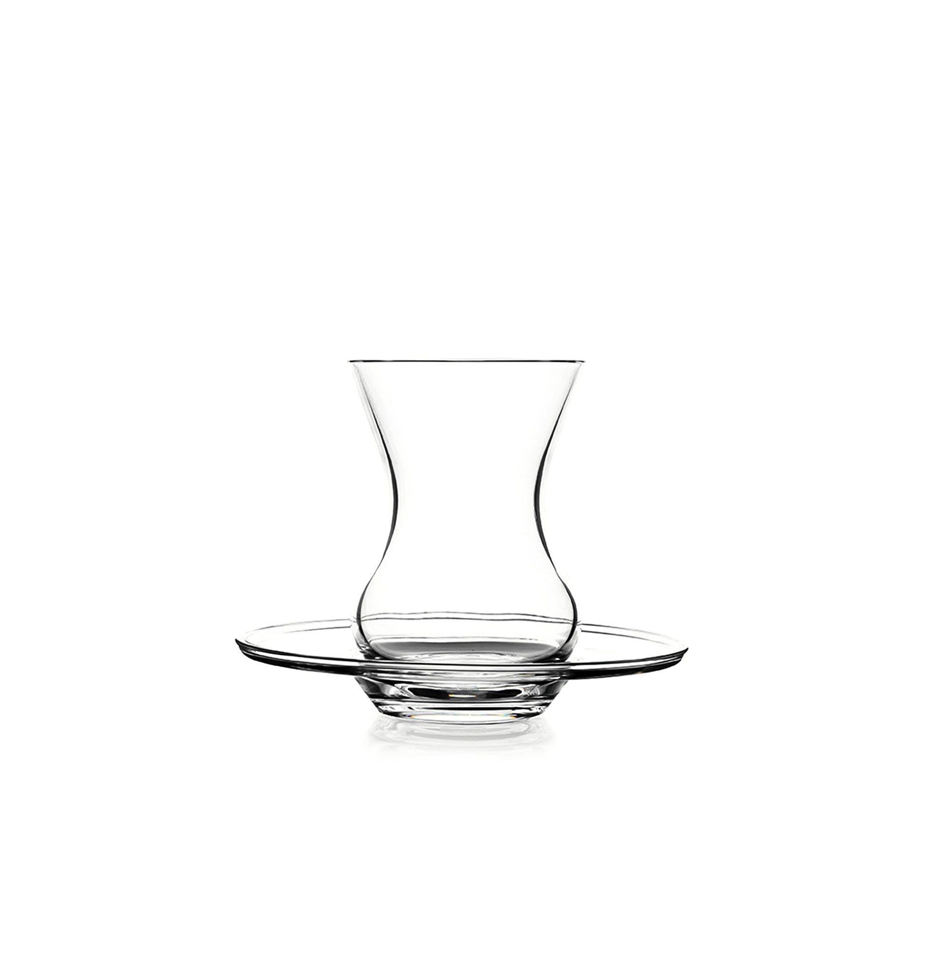 Pasabahce Teeglas 12 Teiliges Teeservice Set, 6x Teegläser, 6x Unterteller aus Glas