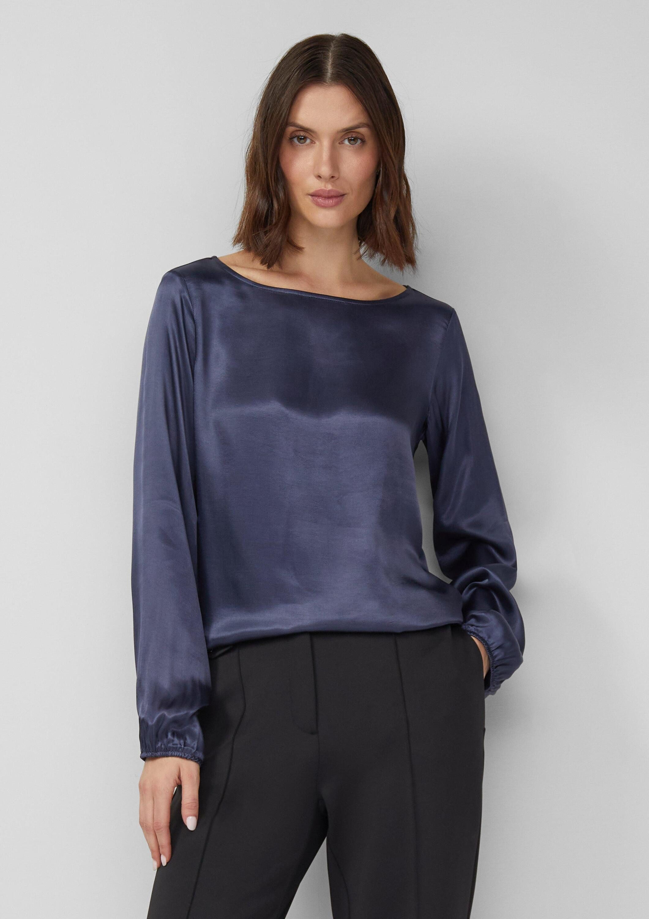 s.Oliver Langarmbluse T-Shirt Blusenshirt mit U-Boot-Ausschnitt aus reiner günstig online kaufen