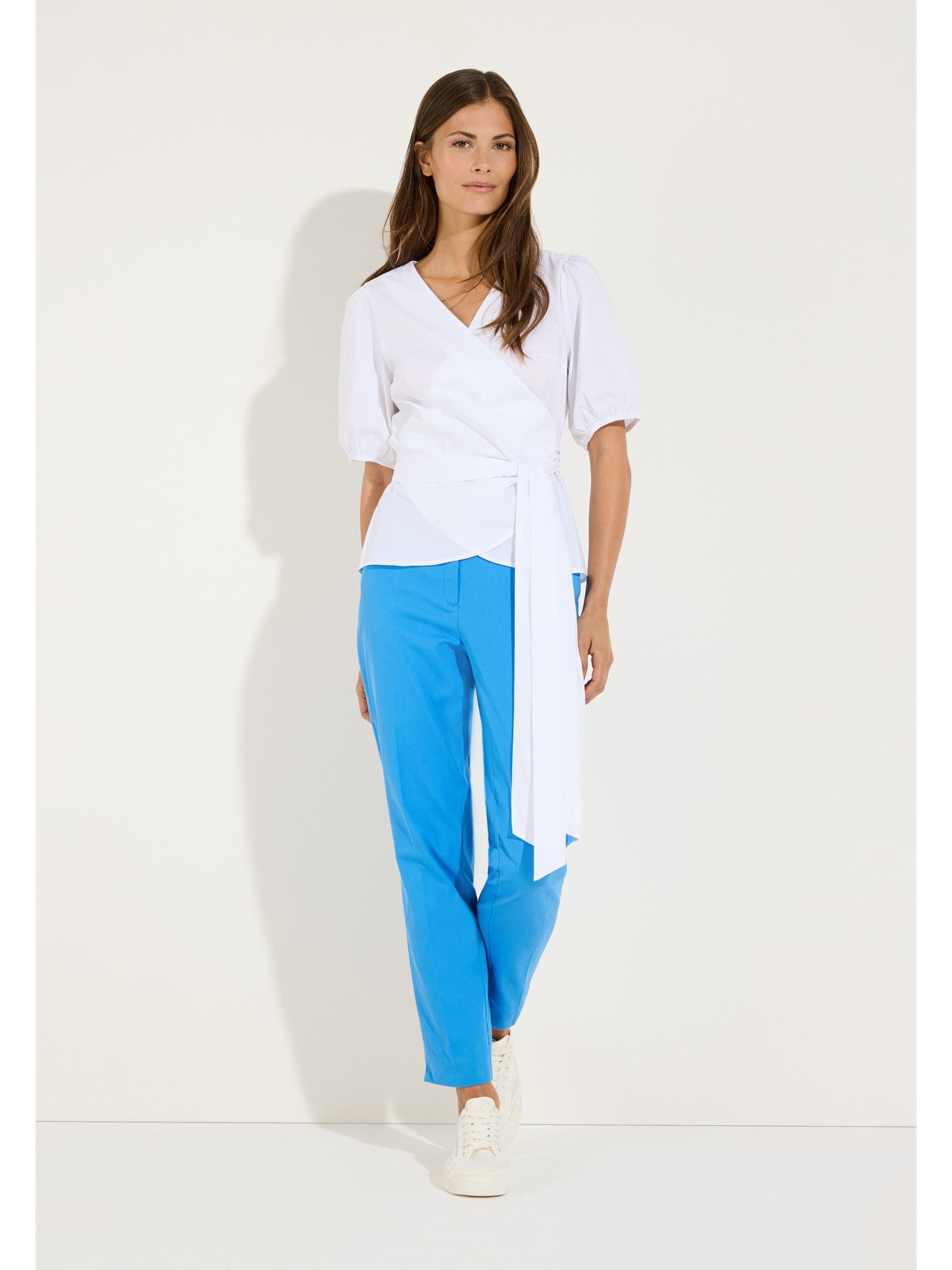 MORE&MORE Klassische Bluse feminine Kurzarmbluse mit Wickel-Design